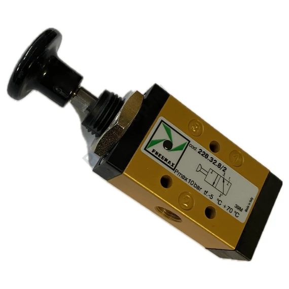nyomógombos szelep, 3/2, G1/8",