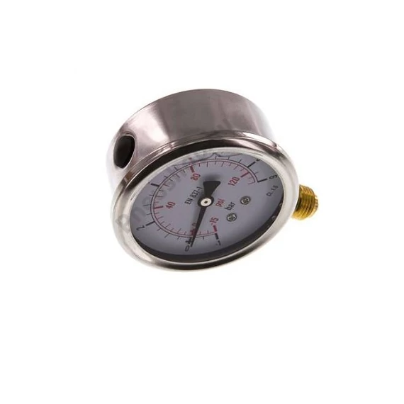 Manométer, alsó 1/4 coll csatl., átm: 63mm, -1/9bar, glicerin töltésű