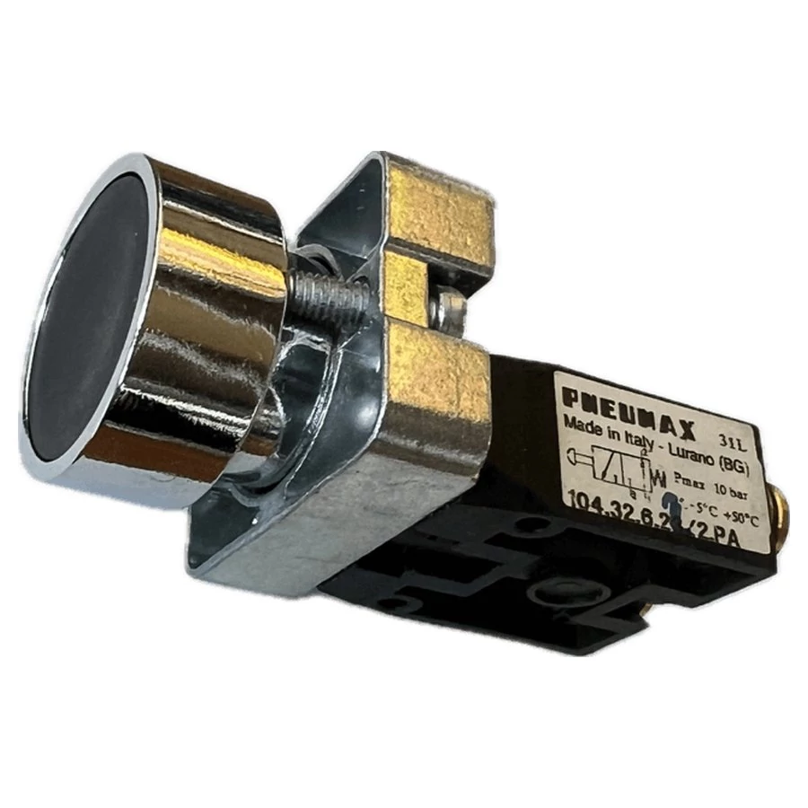 Nyomógombos szelep, 3/2 ms 4mm, süllyesztett ny.gomb, fekete, alsó, nyitott